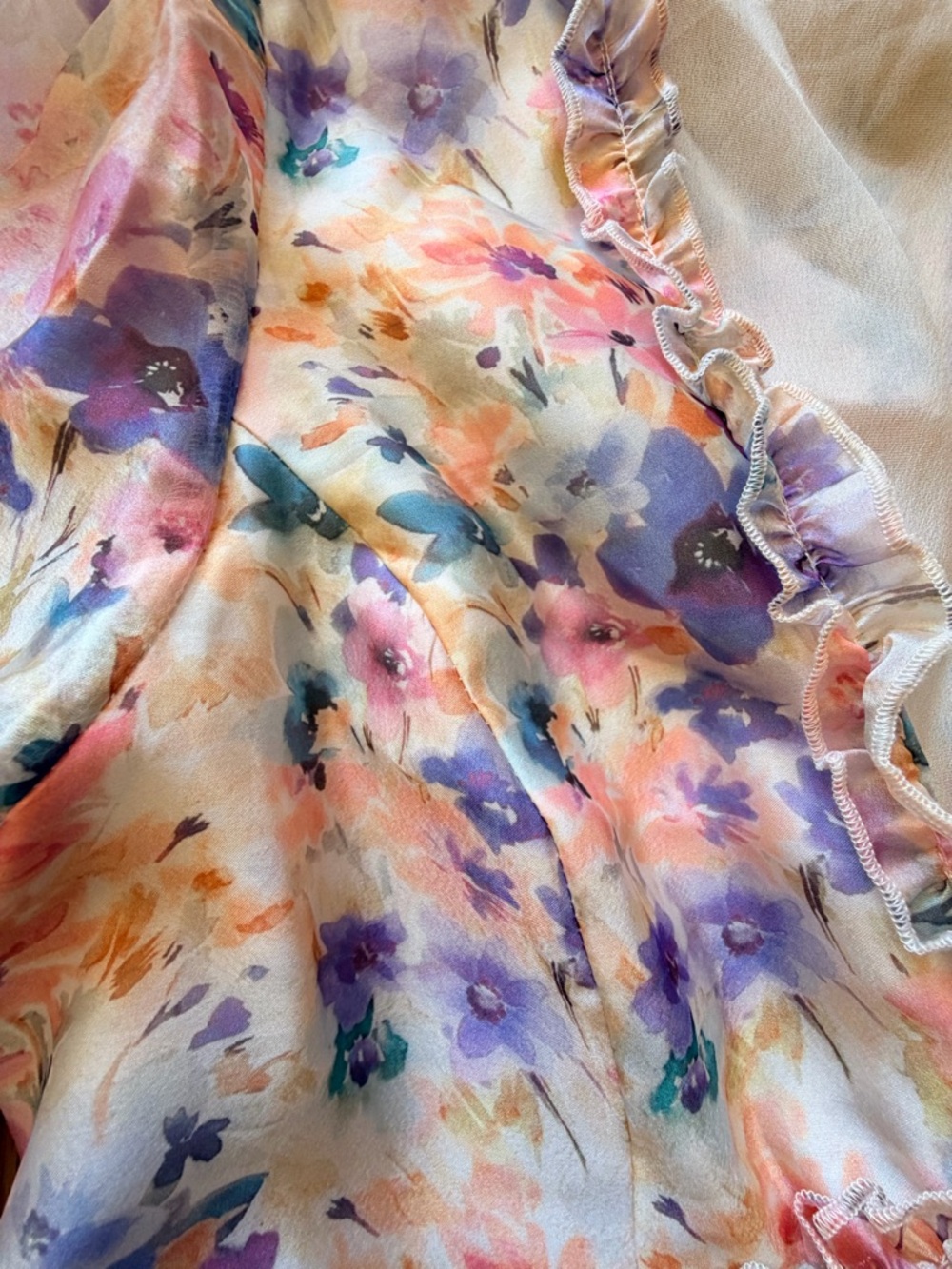 Lulu's Pastel Floral Ruffle V-Neck Mini Dress - Picture 6 of 6